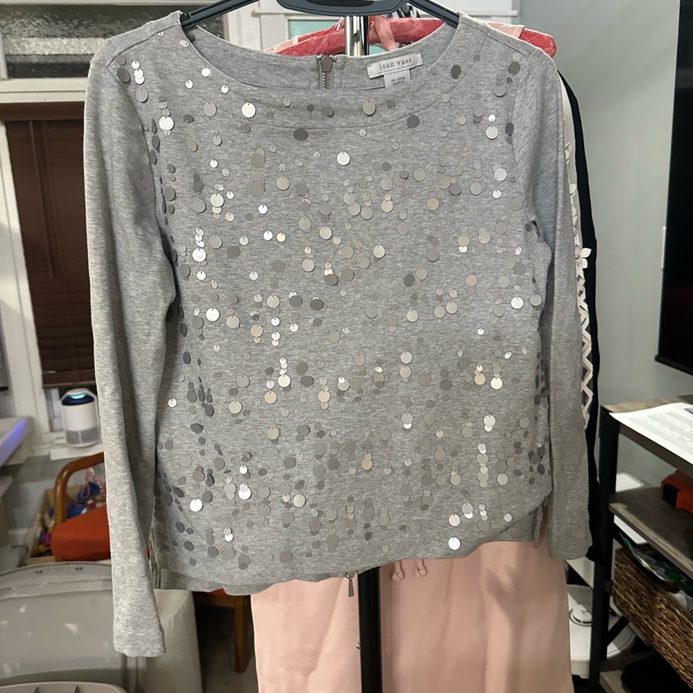 Joan Vass Gray Sequin Jacket